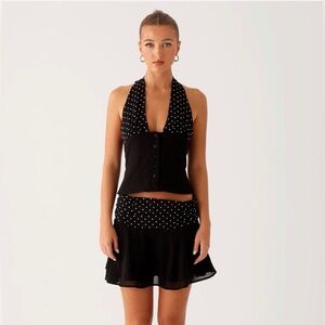 Peppermayo Devoted Halterneck top and Colby mini skirt